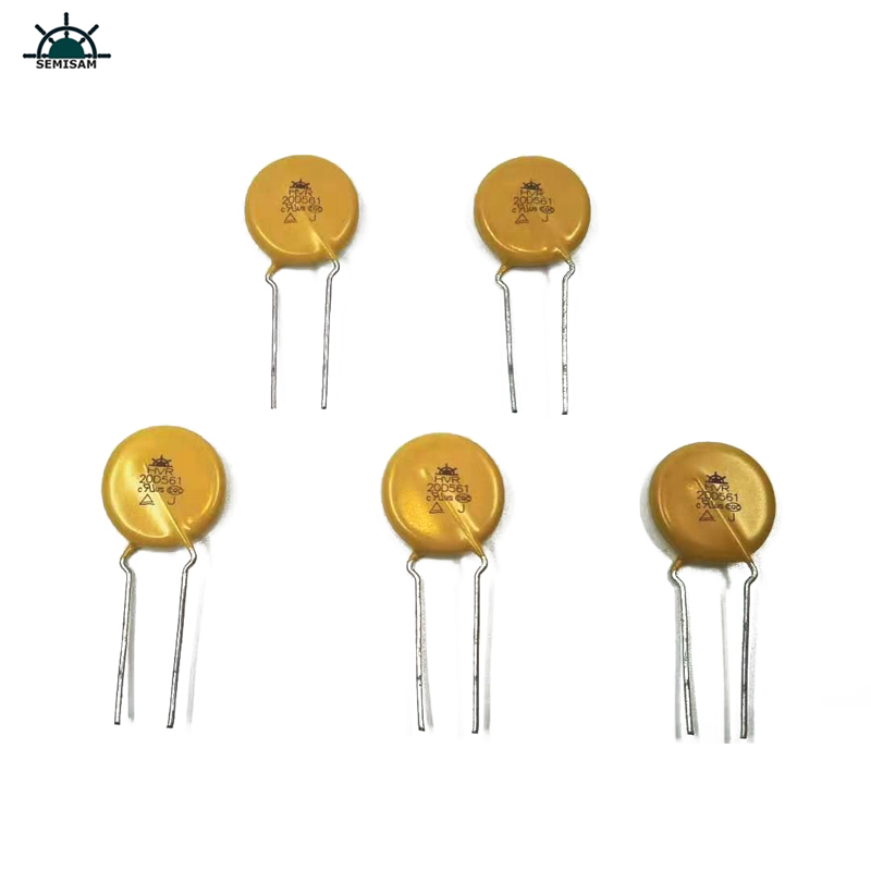 Kina ODM Electronics Components, gul Mov 20mm HVR20D561K Zinkoxidvaristor för hushållsapparater