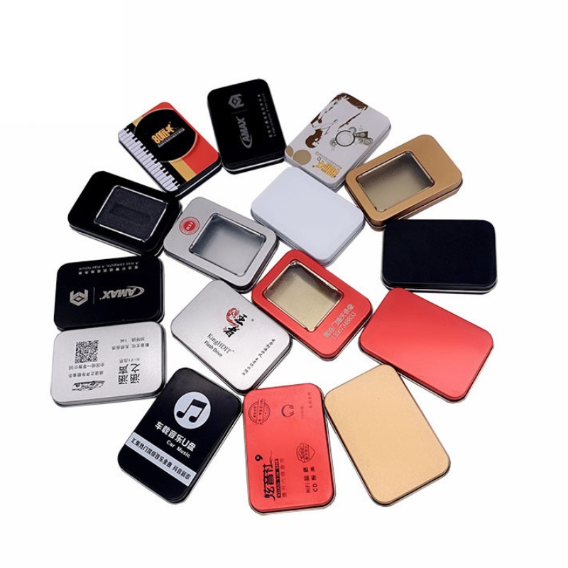 Kina Partihandel Matkvalitet Små rektangulära presentburkar USB Flash Disk Tennlåda i lager (87mm * 60mm * 18mm)