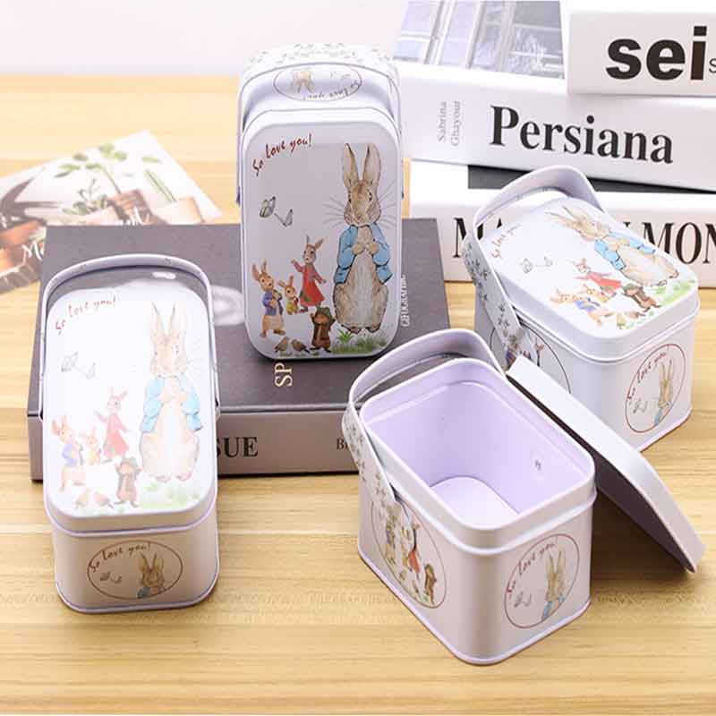 Matkvalitet Candy Tin Box Små tennlåda med handtag108 * 80 * 60mm