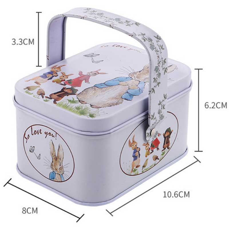 Matkvalitet Candy Tin Box Små tennlåda med handtag108 * 80 * 60mm