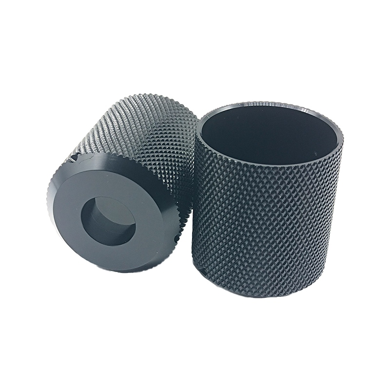 Knurled CNC Aluminium bearbetning Turning Fräsning Svart anodiserande delar