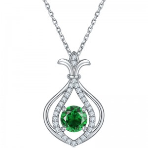 Nya Mode Smycken 925 Sterling Silver Rhodium Plating Cubic Zircon Pendant Halsband för Kvinnor Present