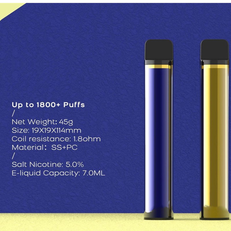 XXL Engångs POD-apparat Cigaretter 1800 Puffar Förfylld Vape Pen 7 ml Patroner 950mAh E-Cigaretter