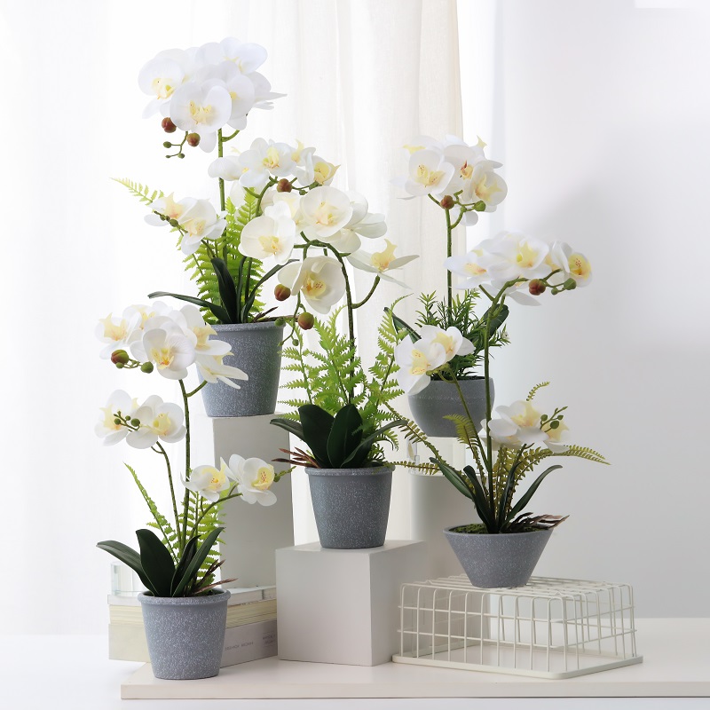 Hot sälja riktig touch potted artificiell orkidé