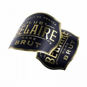 Custom Luxury Self Adhesiv E Gold Alumium Klistermärke Präglad Personlig Aluminium Metal Vinetikett för rödvinflaska