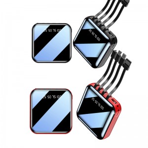 4 i 1 spegel 20000mAh Portable LED Light Fast Laddning Power Bank