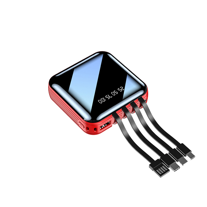4 i 1 spegel 20000mAh Portable LED Light Fast Laddning Power Bank
