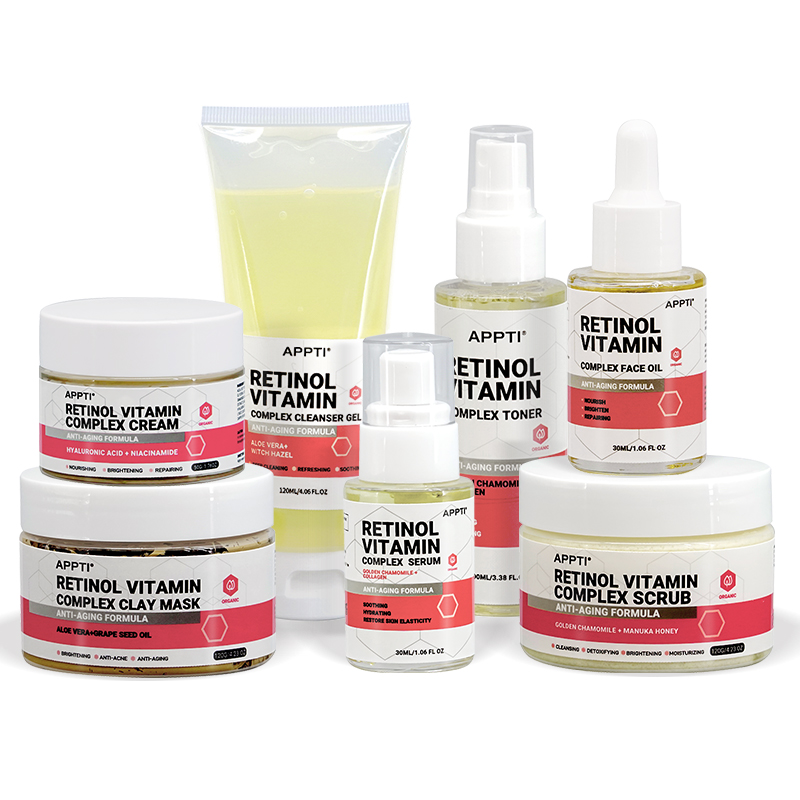 Fri ansikts vitamin C hudvård setnaturlig fuktgivande vitare retinol vitamin C serum privat etikett ansiktsvård set