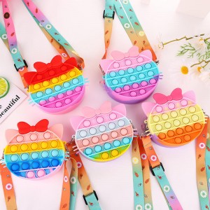 Bubbla Fidget Toy Shoulder Bags, Silicone Pop Bubble Fidget Handväskor