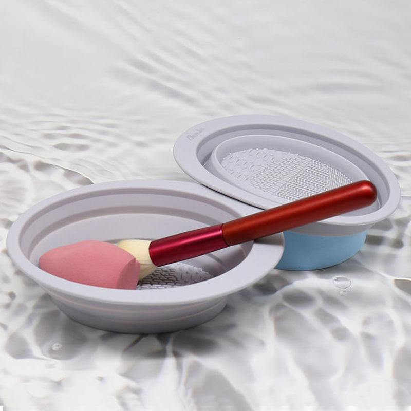 Silikon Makeup Brush Rengöring Mat, Fällbar Makeup Brush Rengöring Skål