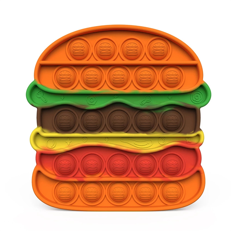 Silicone Push Bubble Hamburger Fidget Toy, Autism Special behov Stress Reliever Antistress Fidget Leksaker