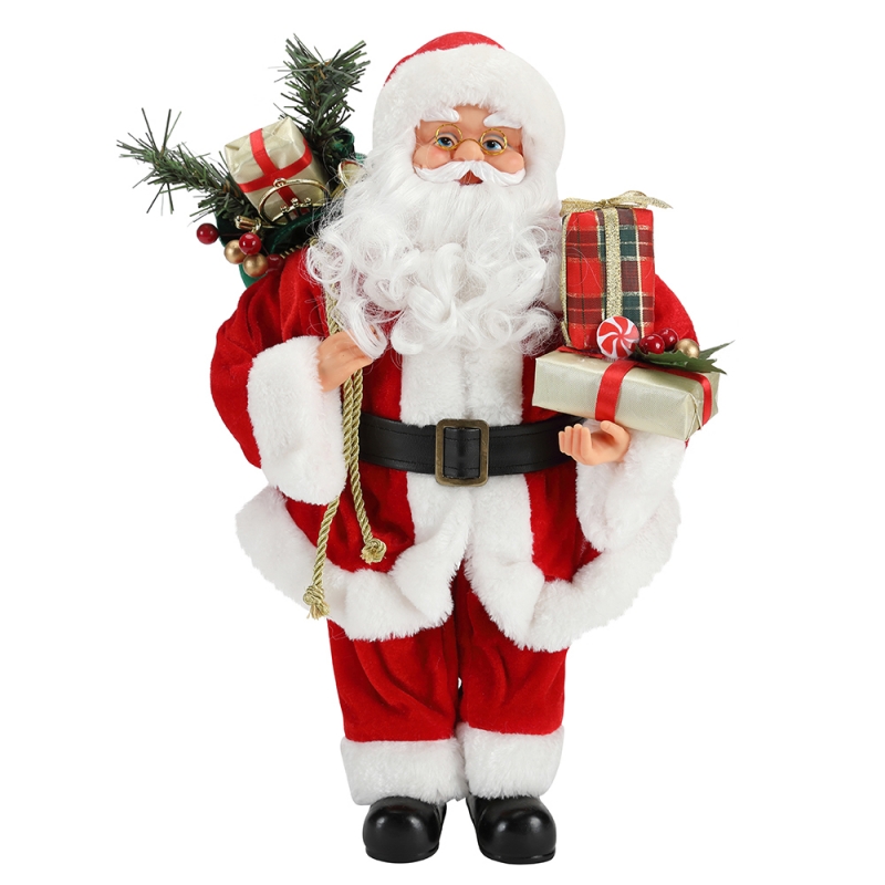 42cm Julstående Santa Claus prydnad dekoration figurinsamling tyg semesterfestival xmas plysch anpassad föremål