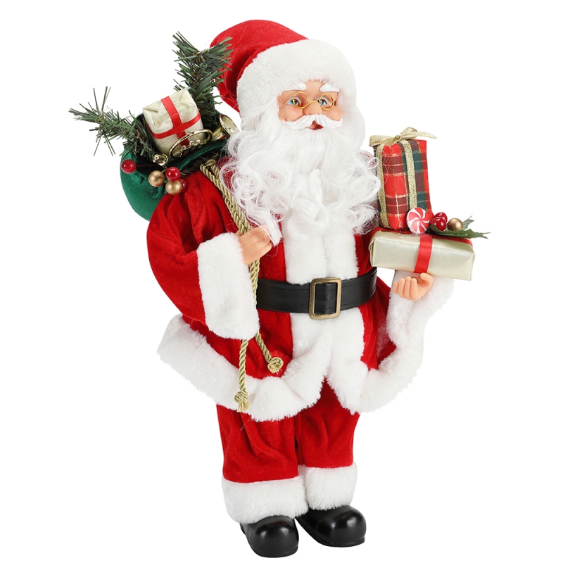 42cm Julstående Santa Claus prydnad dekoration figurinsamling tyg semesterfestival xmas plysch anpassad föremål