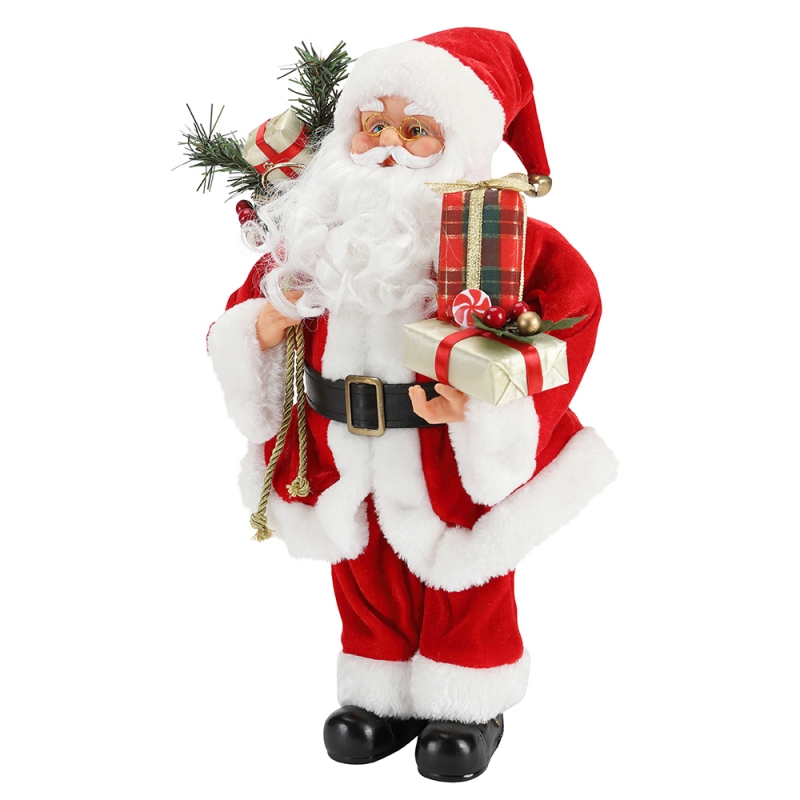 42cm Julstående Santa Claus prydnad dekoration figurinsamling tyg semesterfestival xmas plysch anpassad föremål