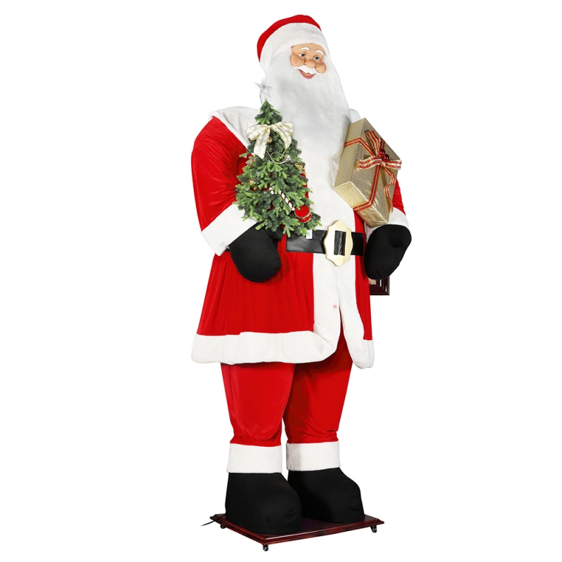 3,8m Stor jul Santa Claus med träd och presentpåse LED Light Rise och Down Show Exhibition Decoration Holiday Festival Luxury