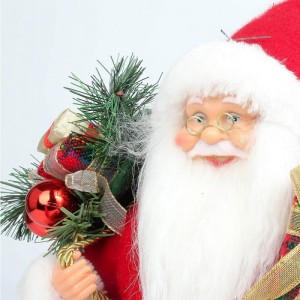 14inch stående röd jul julklapp figur med presentförpackning tallnål plast traditionell prydnad semester dekoration