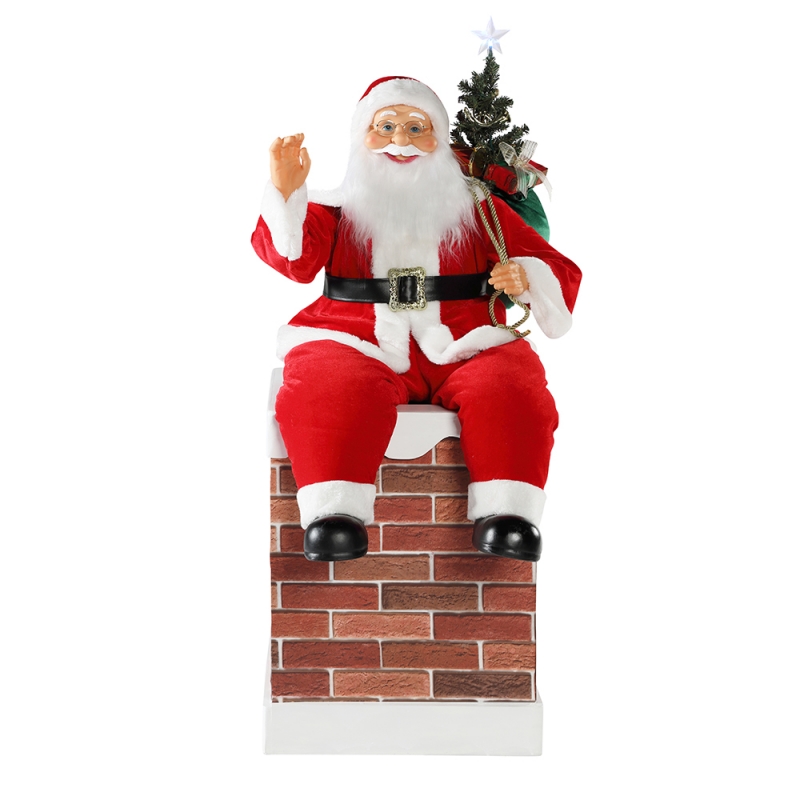 60/100cm Julskimet Animerad Santa Claus med belysning Musikalisk prydnad Dekoration Figurinsamling Semester K/D
