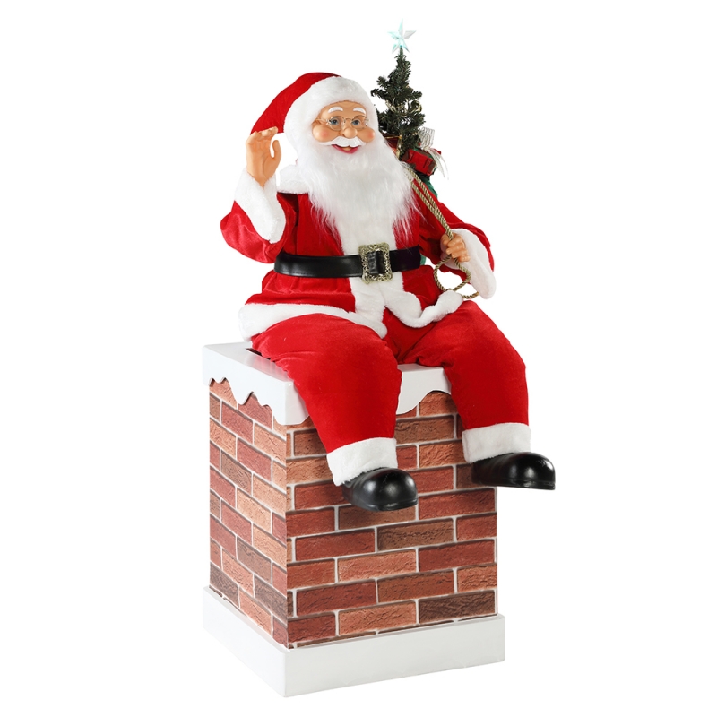60/100cm Julskimet Animerad Santa Claus med belysning Musikalisk prydnad Dekoration Figurinsamling Semester K/D