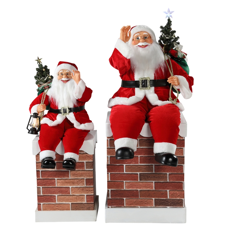 60/100cm Julskimet Animerad Santa Claus med belysning Musikalisk prydnad Dekoration Figurinsamling Semester K/D