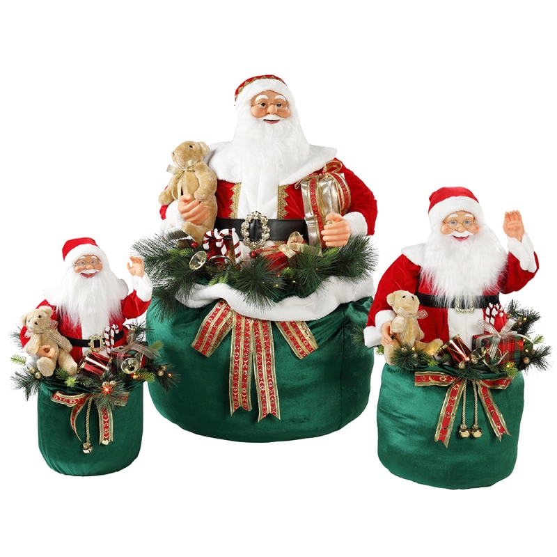 65/85/115cm Julen animerad Santa Claus med belysning semester musikalisk prydnad dekoration figurinsamling traditionell