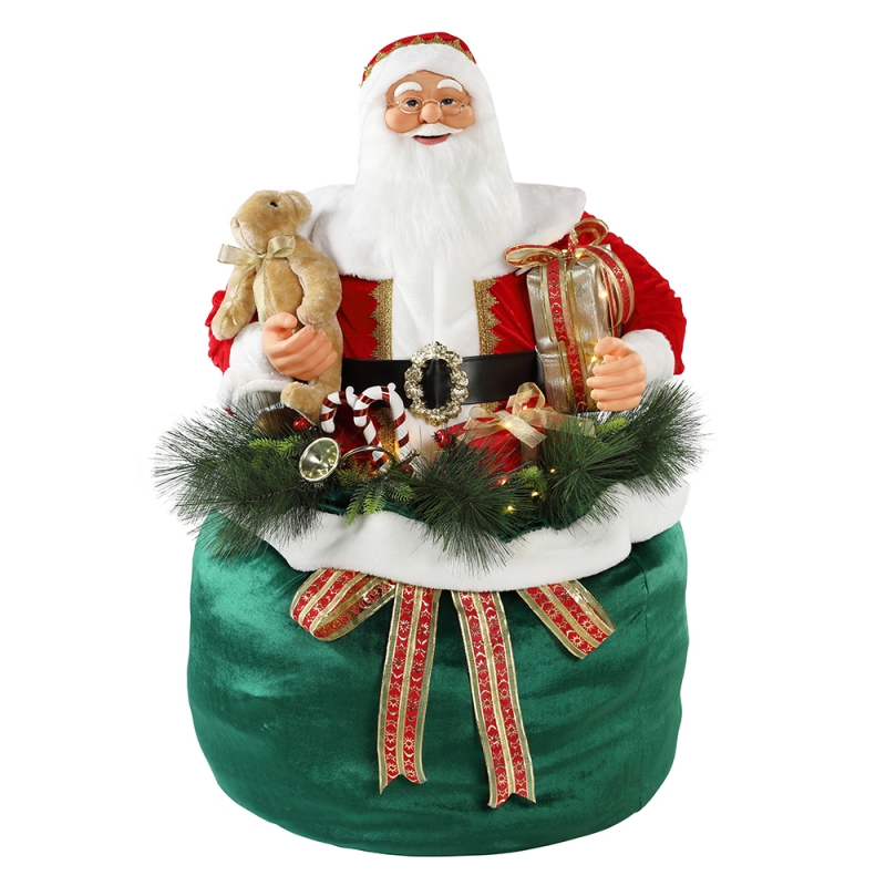 65/85/115cm Julen animerad Santa Claus med belysning semester musikalisk prydnad dekoration figurinsamling traditionell