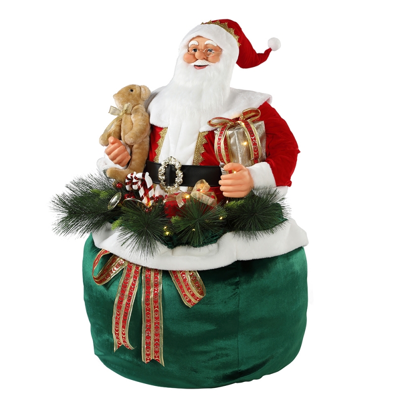 65/85/115cm Julen animerad Santa Claus med belysning semester musikalisk prydnad dekoration figurinsamling traditionell
