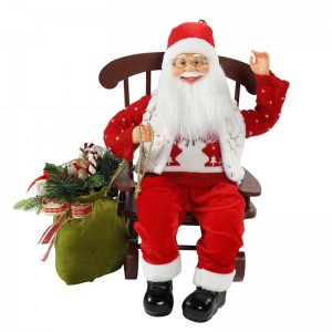 55cm stol animerad santa claus med ljus jul prydnad figur dekoration xmas dockor semester samling hem gåvor