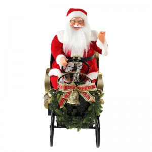 80cm animerad julbil Santa Claus med belysning musikalisk prydnad dekoration semester figurinsamling traditionell xmas
