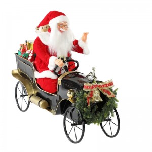 80cm animerad julbil Santa Claus med belysning musikalisk prydnad dekoration semester figurinsamling traditionell xmas
