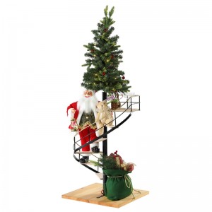 60cm jultrappa santa claus med belysning musikalisk prydnad dekoration festival semester figurinsamling traditionell