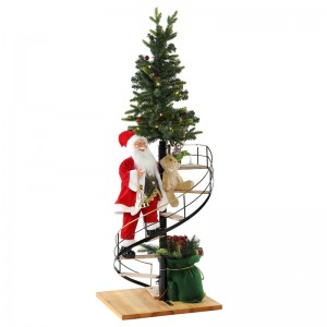 60cm jultrappa santa claus med belysning musikalisk prydnad dekoration festival semester figurinsamling traditionell