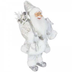 Noble 45cm Juldekoration Stående Santa Claus i silver Xmas träd smycken levererar traditionell semester figur