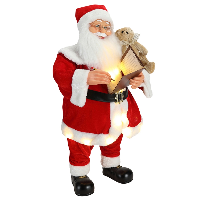 80cm animerad julskrivning Santa Claus med belysning musikalisk prydnad dekoration traditionell semester figurinsamling