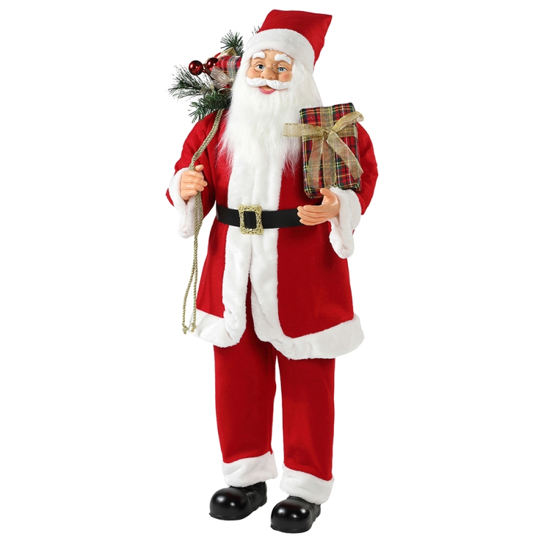 30 ~ 110cm Julstående Santa Claus med presentväska prydnadsdekoration Traditionell figurinsamling xmas serie