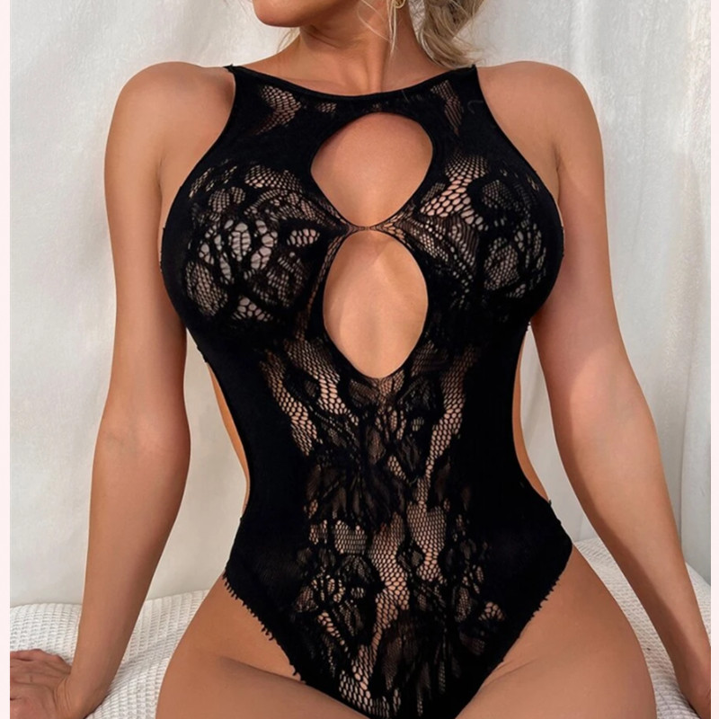 Partihandel Bulk Billiga Partihandel Kvinnor Romantisk Bodysuit Transparent Sheer Mesh Lace Backless Sexig Underkläder för Kvinnor 1 Köparen