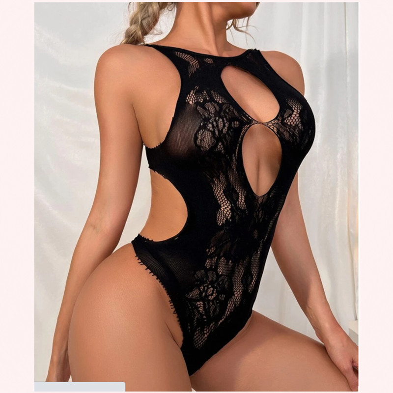 Partihandel Bulk Billiga Partihandel Kvinnor Romantisk Bodysuit Transparent Sheer Mesh Lace Backless Sexig Underkläder för Kvinnor 1 Köparen