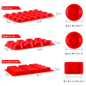 Runda rektangulära silikonmuffin Panformar, bakförbindelser