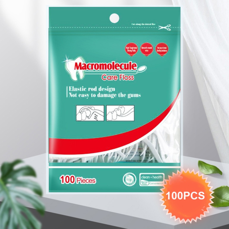 100 st Bag Högkvalitativ Dental Floss Tillverkare Dental Pick Floss för vuxna Dental Floss