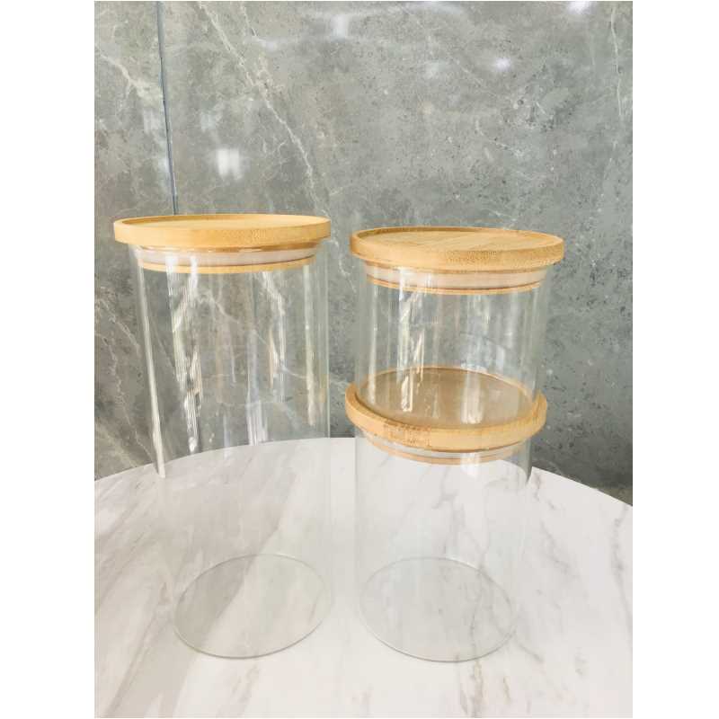 Bästa kvalitet Clear Glass Kitchen Storage Canister Jar Set