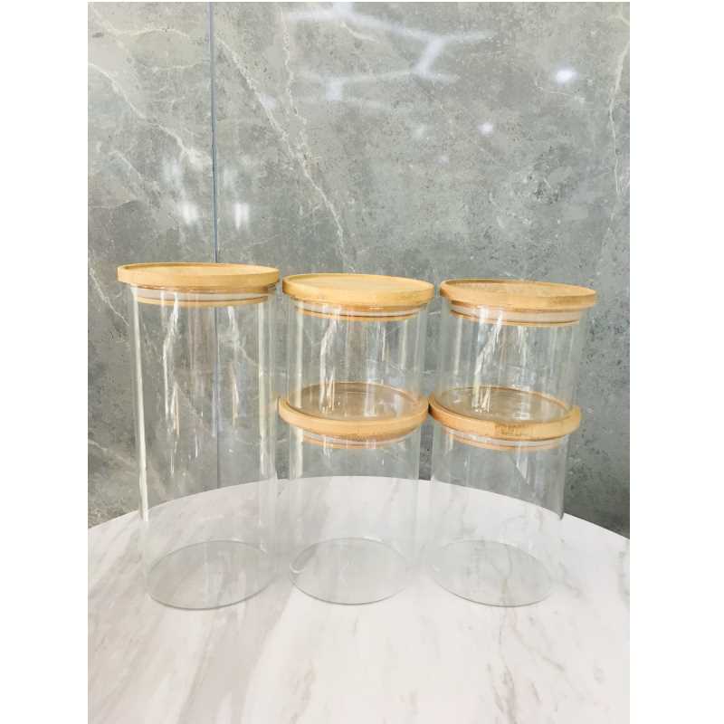 Bästa kvalitet Clear Glass Kitchen Storage Canister Jar Set