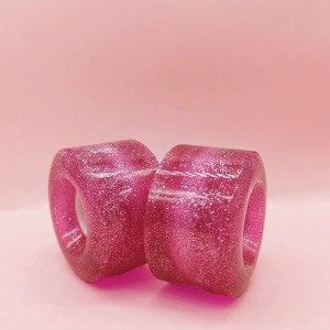 Skräddarsydda Quad Skate Wheels Transparent PU Material Glitter Pulver med LED