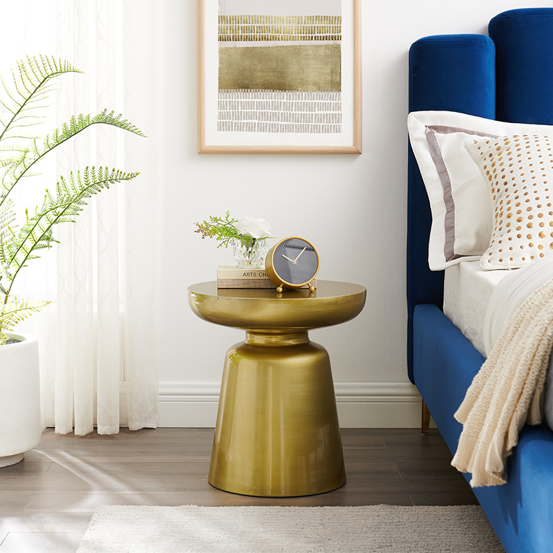 Bronsmetall Nordic Round Side Table Modern för vardagsrum Hemmöbler