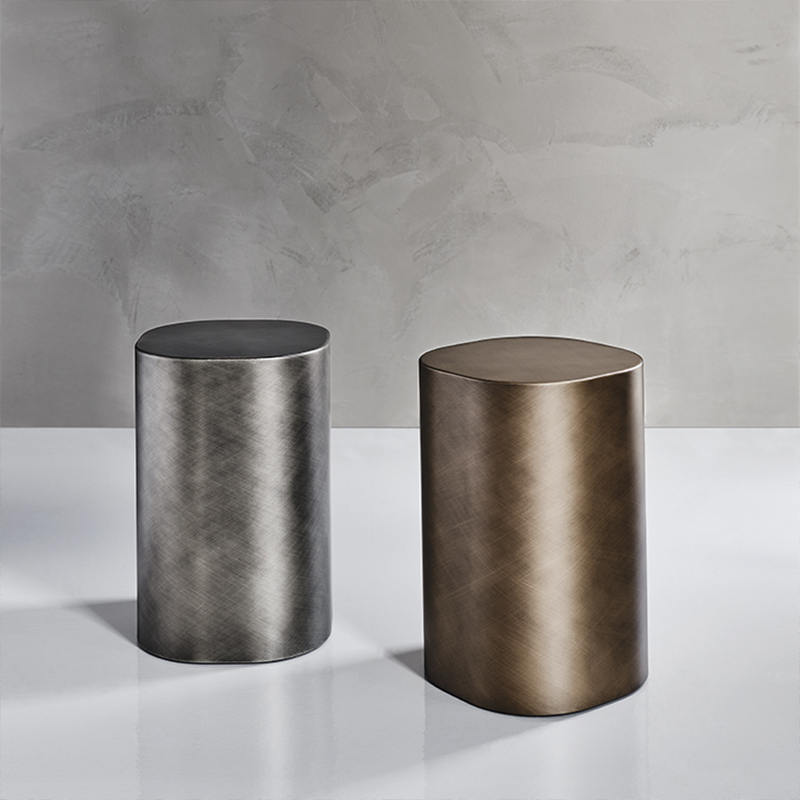Italiensk design antik grafit stål soffbord silver guld metall sidobord för vardagsrum modern