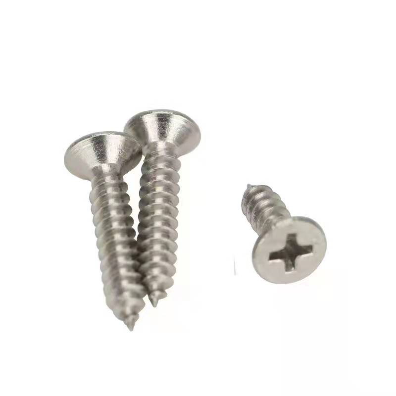 201 Rostfritt stål Räkneshuvud Självuttagande skruv Flat Head Self-Tapping Skruv Custom Cross Självtappning