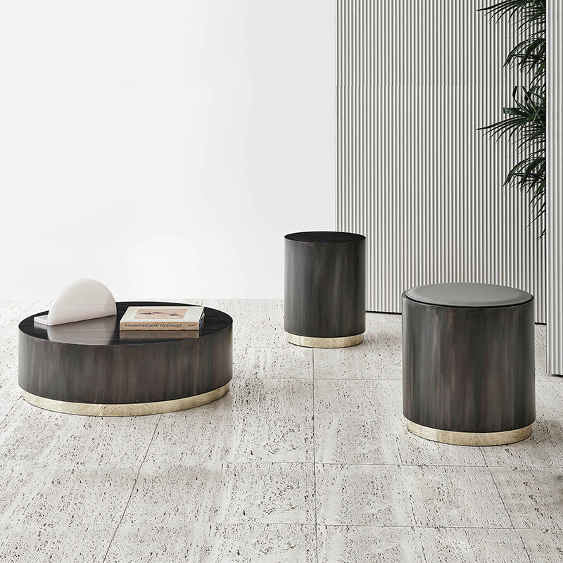 Italiensk design Modern lyxig rostfritt stål soffbord rund sidobord för vardagsrumsmöbler