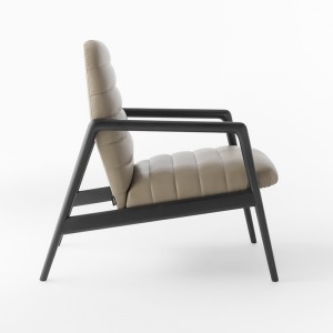 Italiensk Minimalistisk Design Trä Lounge Stol Enstaka Sofa Läder Armstolar Vardagsrum