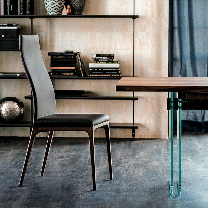 Hem Möbler Matsal Stolar Modern Leather High Back Dining Chair Luxury Italian