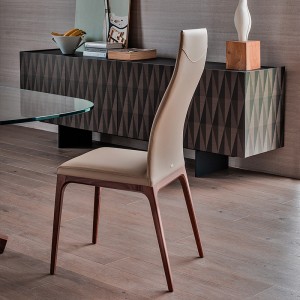 Hem Möbler Matsal Stolar Modern Leather High Back Dining Chair Luxury Italian