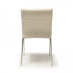 Italiensk vit metall läder skandinavisk matstol set med 6 för matsal