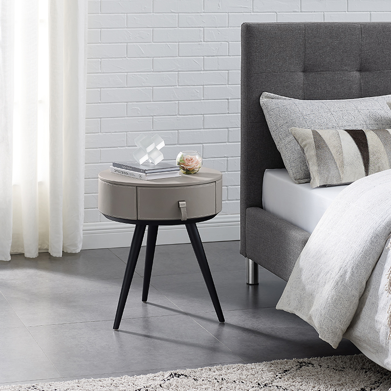 Nordisk design modern massivt trä lyxig sängbordnattbord sidobord med 2 låda